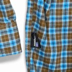 Patagonia Shirt Adult MEDIUM Blue Green Plaid Flannel Organic Cotton Outdoor