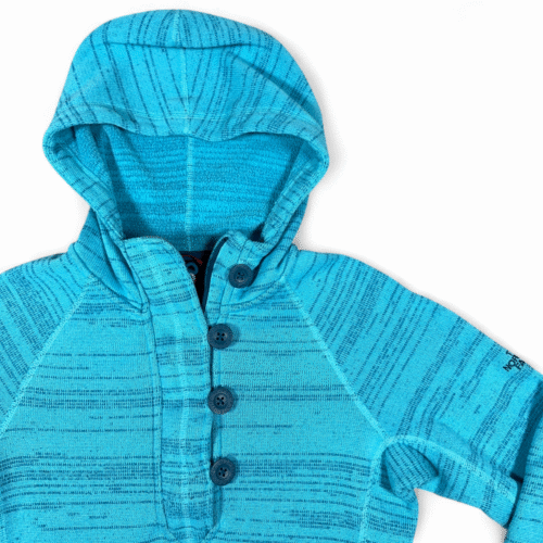 North Face Sweater Womens SMALL Blue Hoodie Henley Outdoor Fleece Raglan