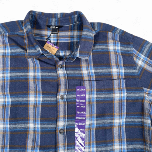 Eddie Bauer Shirt Adult 2XL Blue Plaid Flannel Cotton Outdoor Canyon Workwear