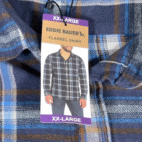Eddie Bauer Shirt Adult 2XL Blue Plaid Flannel Cotton Outdoor Canyon Workwear