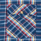 Vintage Kingsport Shirt Adult MEDIUM Blue Plaid Rainbow Sears Button Down 80s