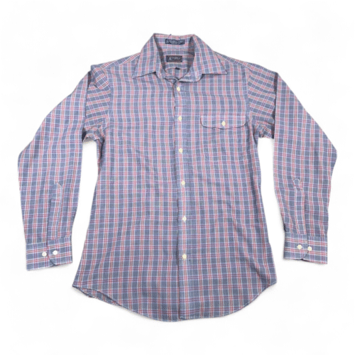Vintage Enro Sportswear Shirt Adult SMALL Purple Plaid Polyester Cotton 80s