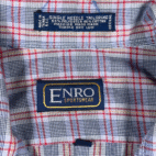 Vintage Enro Sportswear Shirt Adult SMALL Purple Plaid Polyester Cotton 80s