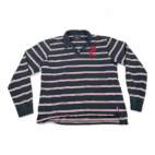 Vintage Abercrombie Fitch Polo Shirt Adult LARGE Blue Striped Muscle Preppy 90s