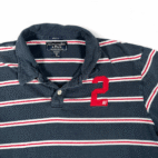 Vintage Abercrombie Fitch Polo Shirt Adult LARGE Blue Striped Muscle Preppy 90s