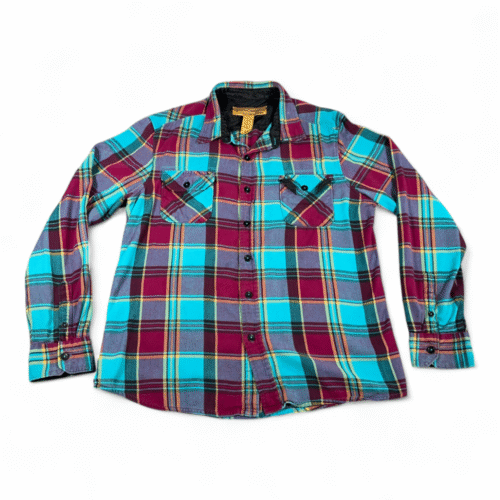 Stapleford Shirt Adult MEDIUM Green Plaid Flannel Cotton Outdoor Y2K