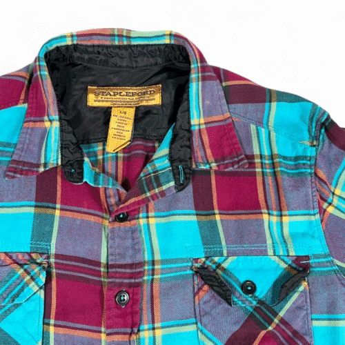 Stapleford Shirt Adult MEDIUM Green Plaid Flannel Cotton Outdoor Y2K