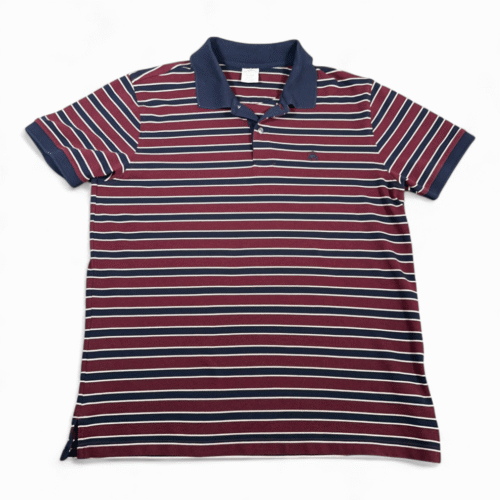 Brooks Brothers Polo Shirt Adult LARGE Blue Red Striped Slim Golden Fleece