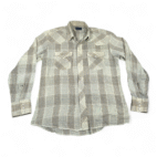 Vintage Wrangler Western Shirt Adult LARGE Brown Plaid Pearl Snap Cowboy USA 70s