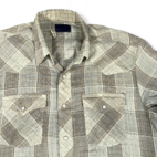 Vintage Wrangler Western Shirt Adult LARGE Brown Plaid Pearl Snap Cowboy USA 70s