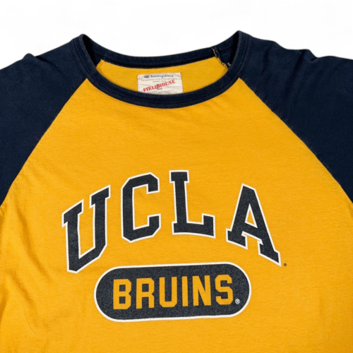 Vintage UCLA Bruins Shirt Adult LARGE Yellow Blue University Baseball Raglan Y2K