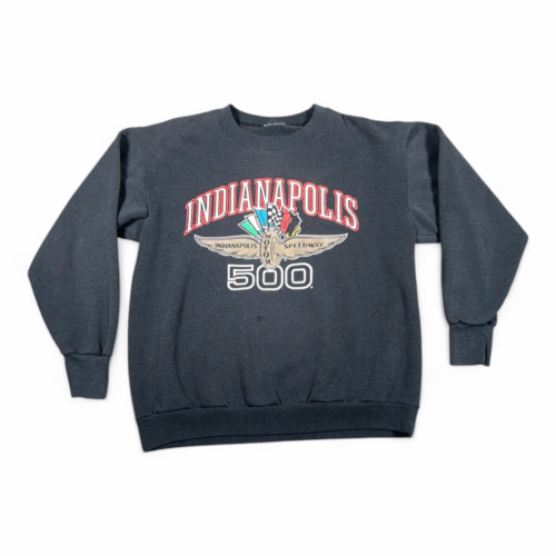 Vintage Indianapolis 500 Sweater Adult MEDIUM Black Motor Speedway Racing 90s
