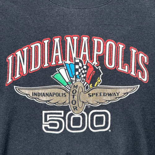 Vintage Indianapolis 500 Sweater Adult MEDIUM Black Motor Speedway Racing 90s