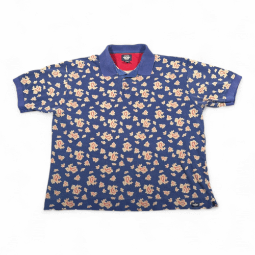 Vintage Dockers Polo Shirt Adult EXTRA LARGE Blue Gold Paisley AllOver Levis 90s