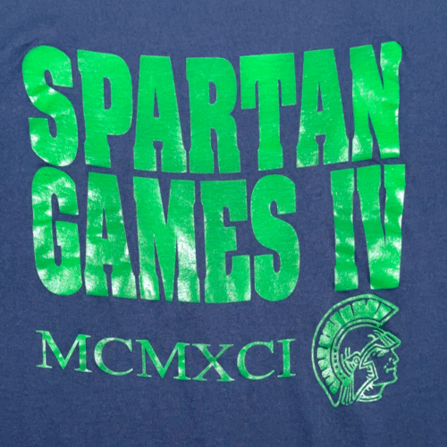 Vintage Michigan State University Shirt Adult LARGE Blue Spartan Games MSU 90s