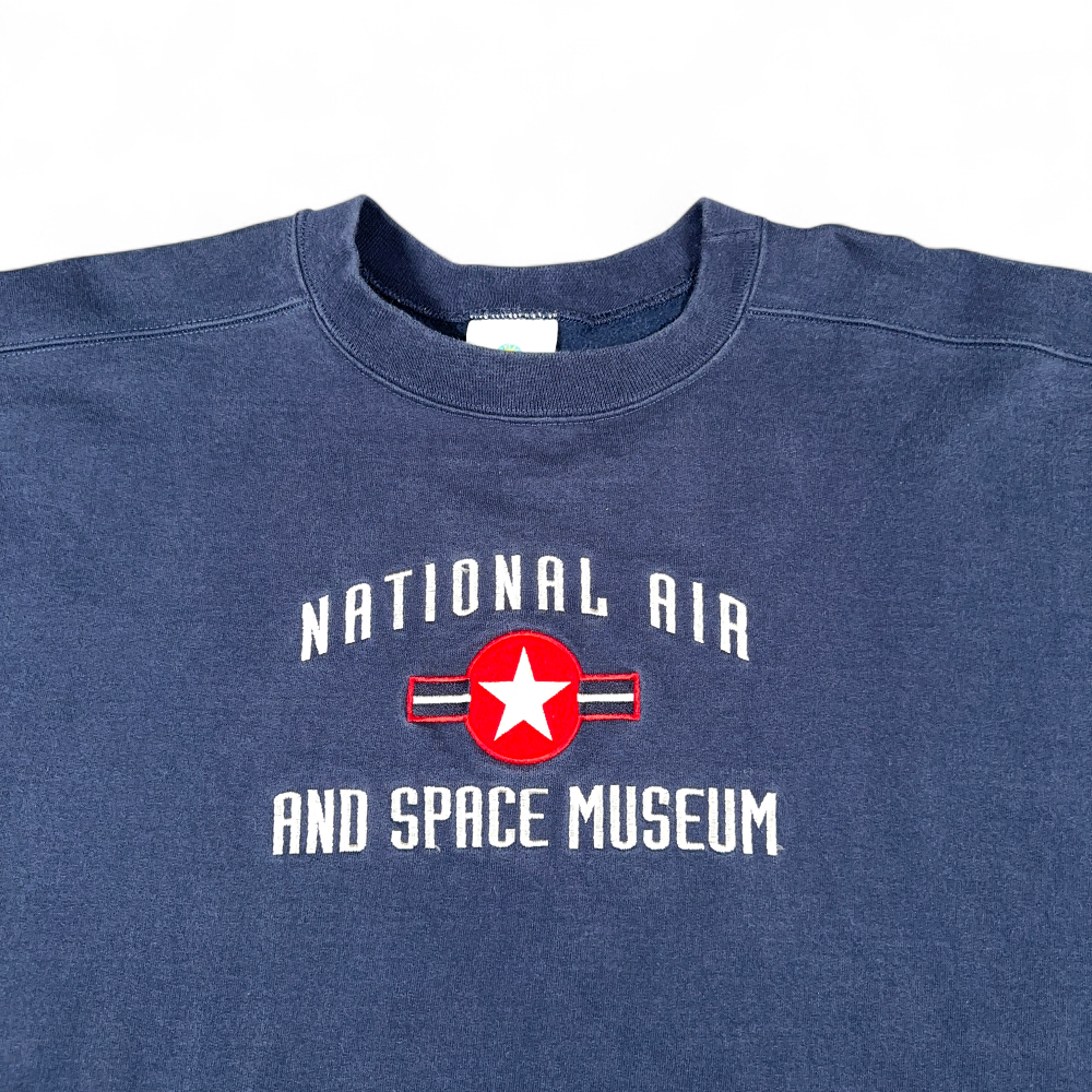 Vintage Smithsonian Sweater Adult EXTRA LARGE Blue Air Space Museum USA Made 90s