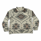 Lucky Brand Sweater Adult 2XL Gray Southwestern Geometric Fleece Pullover Henley