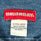 Vintage Unionbay Shirt Adult EXTRA LARGE Blue Denim Snap Corduroy Collar 90s
