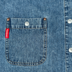 Vintage Unionbay Shirt Adult EXTRA LARGE Blue Denim Snap Corduroy Collar 90s
