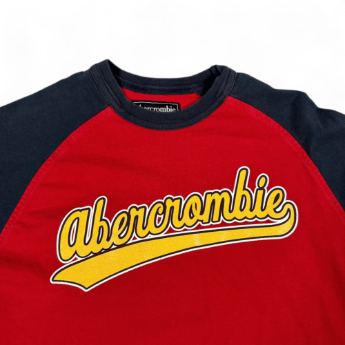 Vintage Abercrombie Fitch Shirt Adult MEDIUM Red Baseball Raglan Rebel 90s
