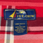 Vintage Ivy Crew Polo Shirt Adult LARGE Red Plaid Sailing Nautical Preppy 90s