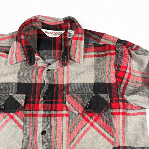 Vintage McGregor Shirt Adult LARGE TALL Gray Plaid Flannel Cotton Workwear 80s