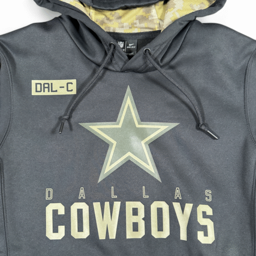 Dallas Cowboys Sweater Adult SMALL Black Nike Hoodie NFL Military Army Dri Fit
