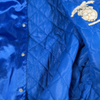 Vintage Teamsters Jacket Adult LARGE Blue King Louie Satin Bomber Union Made 80s
