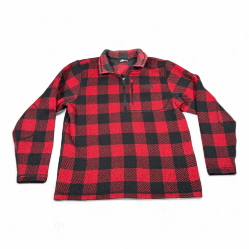 North Face Sweater Adult LARGE Red Black Buffalo Plaid Fleece Pullover