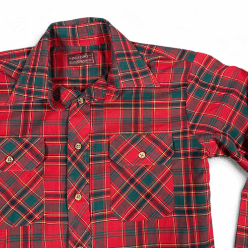 Vintage Kingsport Shirt Adult SMALL Red Green Plaid Sears Classic Outdoor 80s
