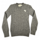 Abercrombie Fitch Sweater Adult Extra SMALL Gray Muscle Fit Moose Logo Y2K