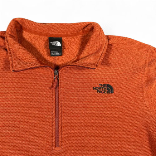 North Face Sweater Adult EXTRA LARGE Orange Pullover Quarter Zip Textured Fleece