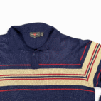 Vintage Youngbloods Polo Shirt Adult LARGE Blue Brown Striped Knit Retro 80s