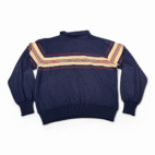Vintage Youngbloods Polo Shirt Adult LARGE Blue Brown Striped Knit Retro 80s