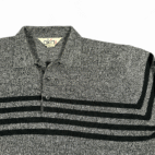 Vintage Colorblock Polo Shirt Adult LARGE Gray Aka Bay Striped Knit Retro 80s