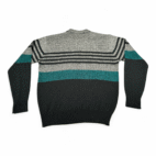 Vintage Colorblock Polo Shirt Adult LARGE Gray Aka Bay Striped Knit Retro 80s