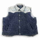 Vintage Sigallo Western Vest Adult EXTRA LARGE Blue Reversible Corduroy 80s