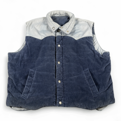 Vintage Sigallo Western Vest Adult EXTRA LARGE Blue Reversible Corduroy 80s