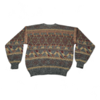 Vintage Sears Sweater Adult EXTRA LARGE Gray Aztec Geometric Tribal Knit Dad 90s