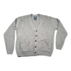 Vintage John Blair Sweater Adult LARGE Gray Cardigan Cable Knit Grandpacore 90s
