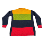 Vintage Jones New York Sweater Womens MEDIUM Blue Colorblock Quarter Zip 90s