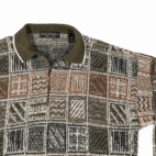 Vintage Brandini Sweater Adult MEDIUM Brown Italian Geometric Knit Polo 90s