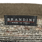 Vintage Brandini Sweater Adult MEDIUM Brown Italian Geometric Knit Polo 90s