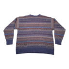 Vintage Ivy Crew Sweater Adult LARGE Blue Geometric Fair Isle Knit Dad 90s