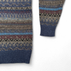 Vintage Ivy Crew Sweater Adult LARGE Blue Geometric Fair Isle Knit Dad 90s