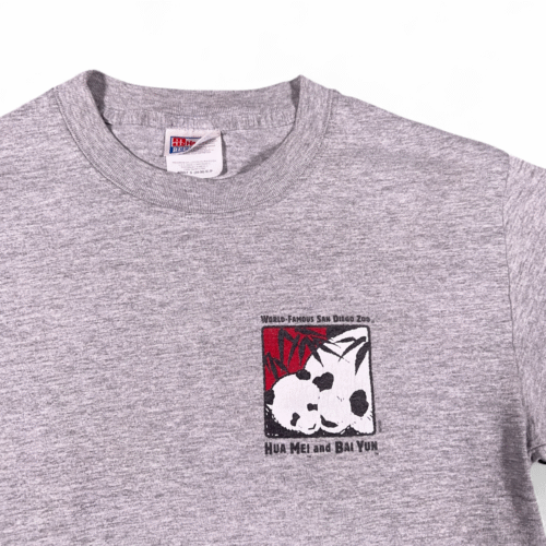 Vintage San Diego Zoo Shirt Adult SMALL Gray Panda Hua Mei Bai Yun Animals Y2K