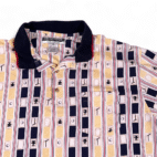 Vintage Munsingwear Polo Shirt Adult LARGE Blue Golf Novelty Print Striped 90s