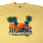 Vintage Florida Shirt Adult EXTRA LARGE Yellow Sarasota Beach Sunset Ocean 90s