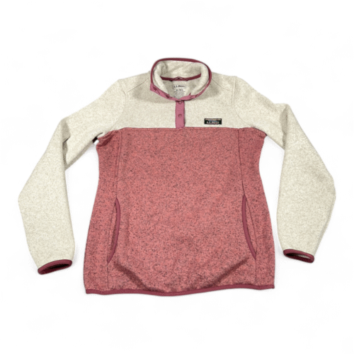 LL Bean Sweater Womens EXTRA SMALL Pink Fleece Pullover Snap Colorblock Outdoor