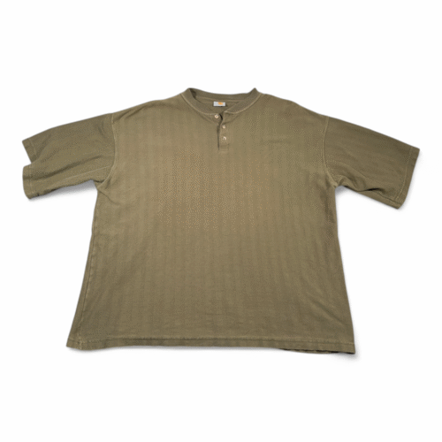 Vintage Carhartt Shirt Adult 2XL Green Henley Herringbone Textured Grunge 90s